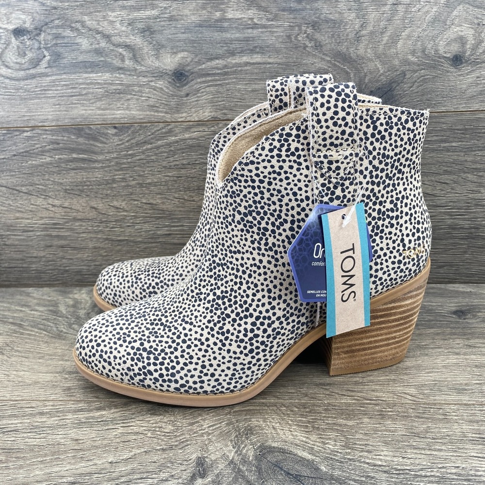 Toms Constance Suede Leopard Pull On Ankle Chelsea Booties Women's Size 6 Grey